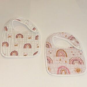 Adorable Pink and White Baby Bib Set